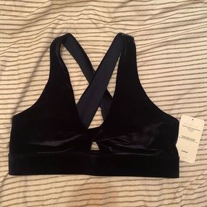 Navy velvet sports bra with cut out